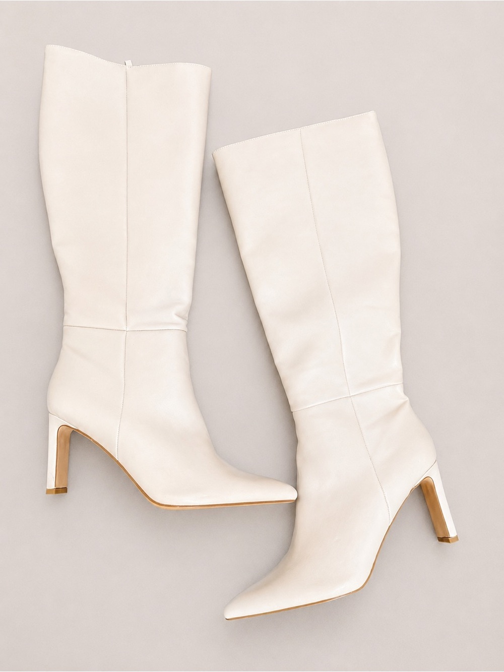 Lulus Cream Pointed Toe Knee-High Boots | Size 10 | NWT